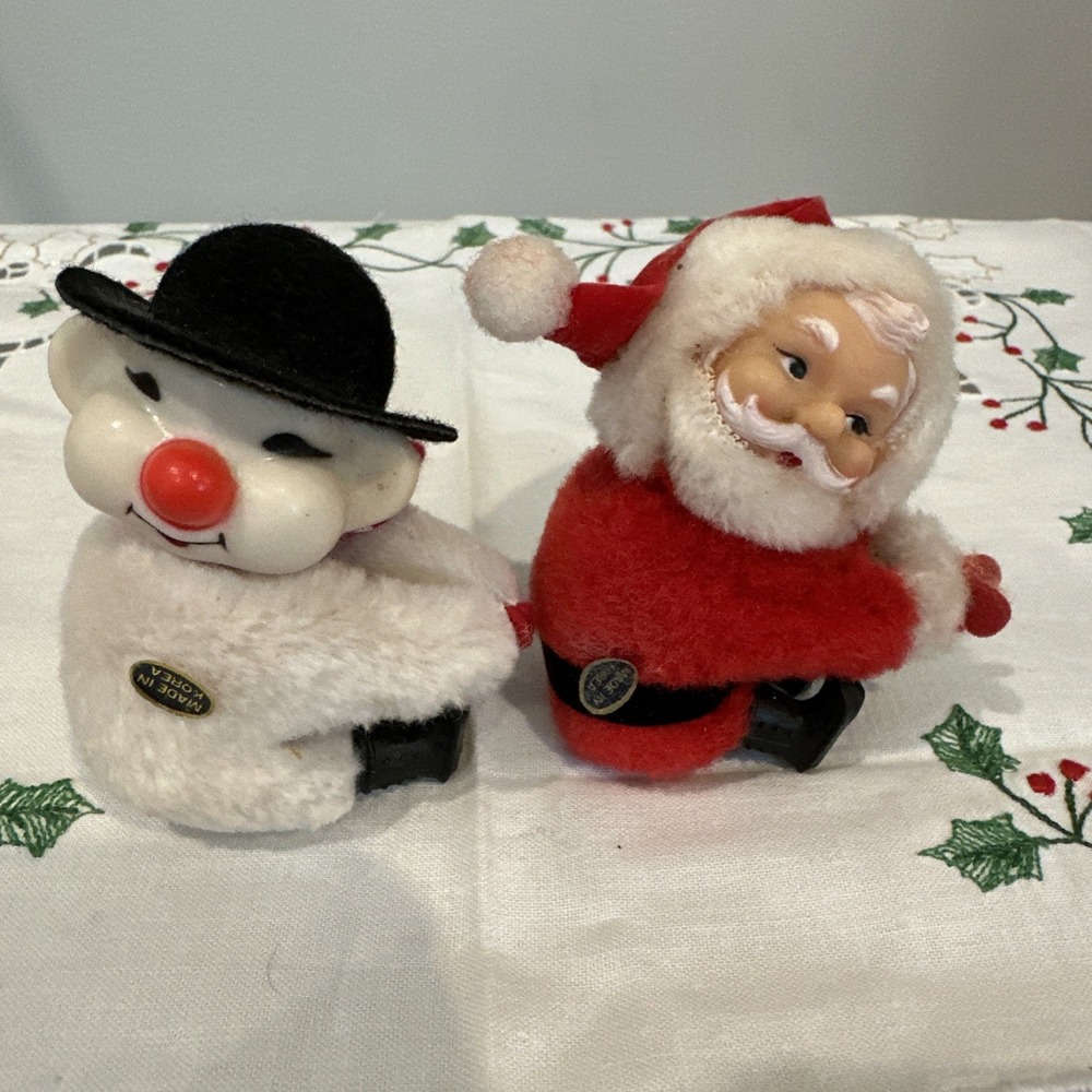 Cheistmas Santa And Snowman Vintage Pencil Grippers